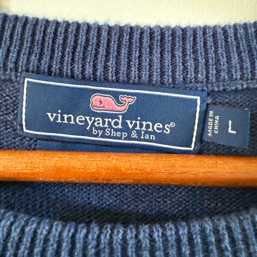 Vineyard Vines Men’s Blue Cotton Cashmere Sweater Pullover Crewneck Size L - Picture 2 of 9